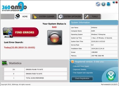 Cover: 360 Amigo System Speedup Pro 1.2.1.7500 Multilanguage inkl.German