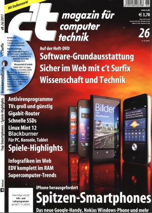 Cover: ct Magazin für Computertechnik 26 2011 Cover: ct Magazin für Computertechnik 26 2011